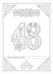 Cute Printable Number Coloring Pages for Preschoolers Vector Art