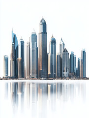 city skyline skyscrapers architecture urban reflection modern buildings metropolitan travel business landscape coast waterfront high-rise sunny daylight exterior 