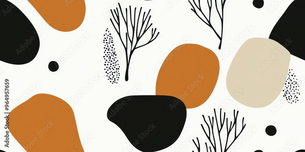 Poster embrace the essence of autumn with a seamless pattern featuring soft gradients and floating leaves i
