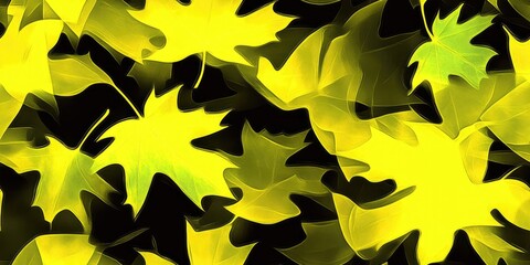 A captivating seamless pattern showcasing a rich blend of earth tones and golden leaves, thoughtfully scattered to evoke the essence of fall&rsquo;s natural beauty and warmth