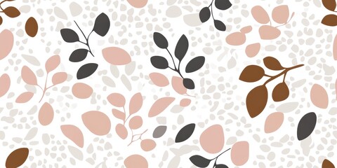 Fototapeta premium Explore the essence of autumn with a seamless pattern of floating leaves and branches showcasing soft gradients in warm earthy tones during the seasonal transition