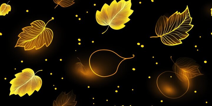 Captivating fall pattern featuring scattered golden leaves against a rich earth-toned background, perfect for seasonal decor and design inspiration