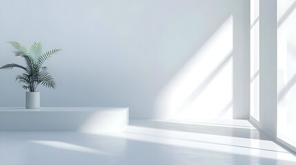 Minimalist Interior with Potted Plant and Sunlight