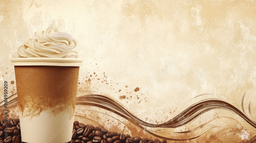 Poster Warm and Inviting Coffee Poster Background with Abstract Patterns in Brown Tones