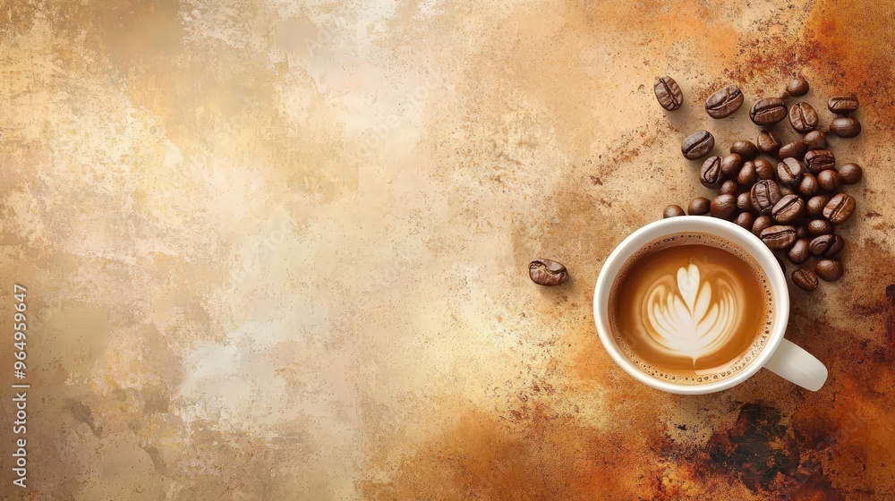 Poster coffee delight poster background with textured warm tones and abstract patterns