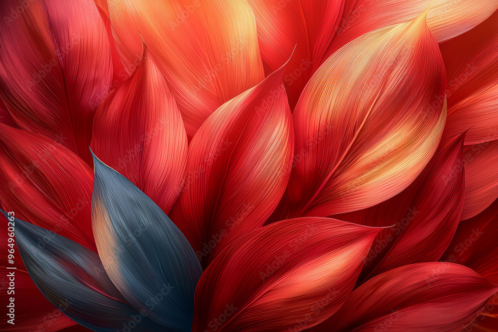 Poster sharp, angular lines in shades of red and gold intersect, forming an intense, fiery pattern. concept