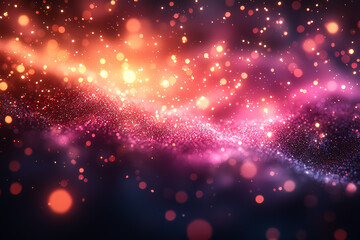 Bright bursts of orange and pink scatter across a dark canvas, like fireworks in the night sky. Concept of celebration and joy. Generative Ai.