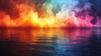 Obraz premium Colorful Smoke Reflection on Water