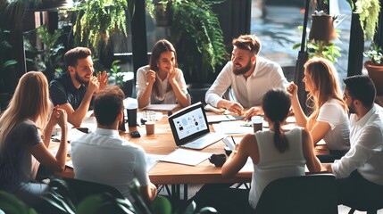 A team of diverse professionals are gathered around a table, collaborating on a project. 