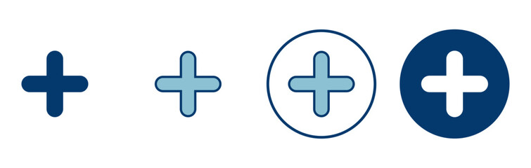 Obraz premium Plus Icon vector isolated on white background. Add plus icon. Addition sign. Medical Plus icon