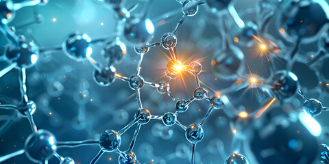 Molecular connections in high-tech abstract visualization" / "Abstract molecular structure in futuristic background