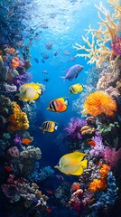 Obraz premium Colorful Fish and Coral Reef in Underwater Paradise