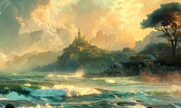 A distant island shrouded in mystery beckons, its shores lapped by the ebb and flow of waves as old as time. Video