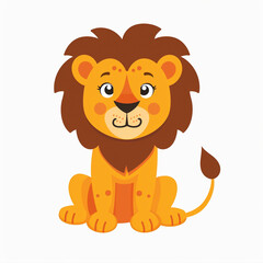 Fototapeta premium Cute Lion simple and flat colors