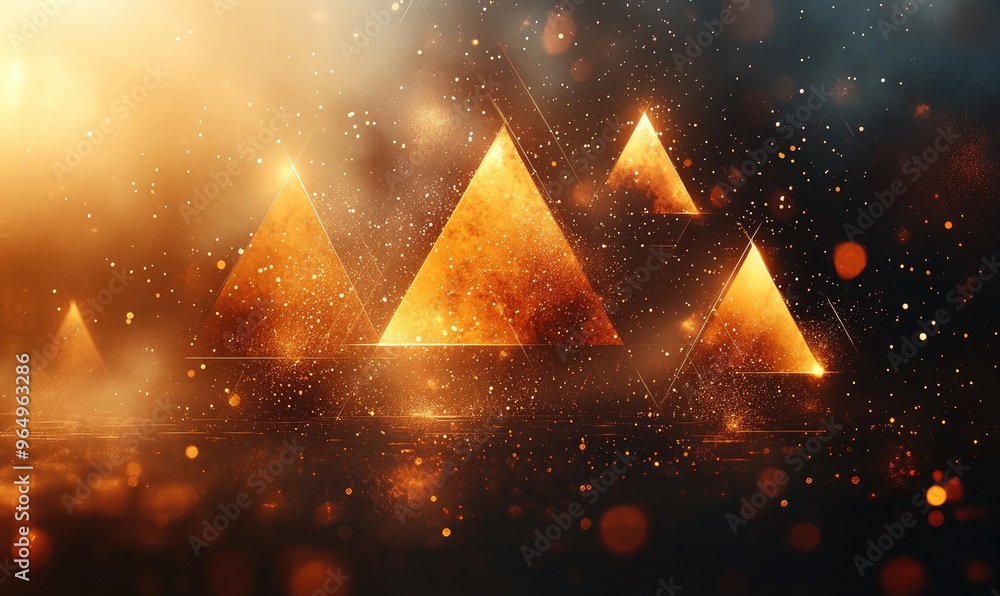 Poster abstract geometric background with glowing triangles