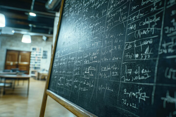 A chalkboard covered in equations, showcasing the complexity and beauty of mathematics. Concept of education. Generative Ai.