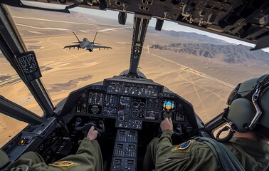 The crew of an HH-60G Pave Hawk from the 512th RQS prepare to conduct aerial refueling from an HC-130 aircraft during a training mission out of Kirtland Air Force Base, New Mexico.