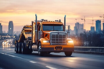 Towing truck in operation on the side of the highway