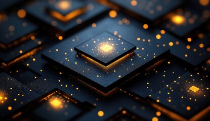 Abstract digital artwork of glowing squares