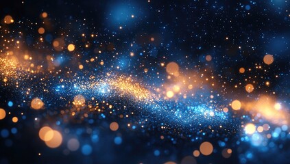 Obraz premium Abstract Galaxy with Gold and Blue Lights