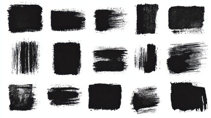 Black Ink Brush Strokes Set  Abstract Texture  Grunge Art  Design Elements  Vector   Graphic