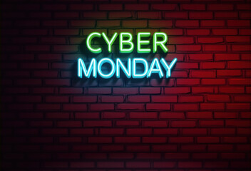 Obraz premium neon sign on brick wall