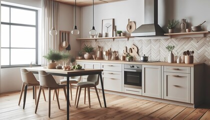 modern interior with kitchen