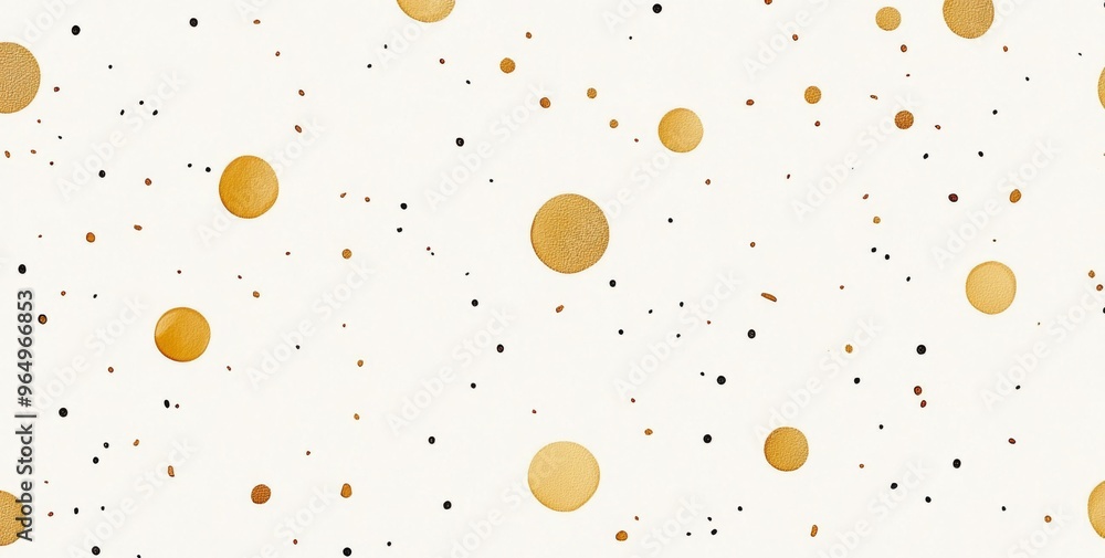 Aufkleber white background with gold dots and symmetrical patterns
