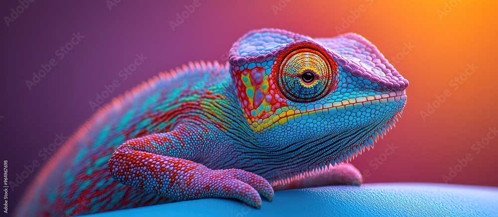 Poster vibrant chameleon portrait