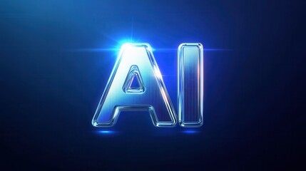 Futuristic AI Technology Concept with Glowing Blue Light and Digital Elements on Dark Background