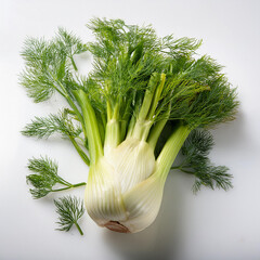 Fennel (Foeniculum vulgare) isolated on white background. 
