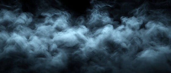 Fototapeta premium Mysterious blue fog fills the air, creating an enchanting atmosphere perfect for dramatic scenes or backgrounds.