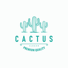 Cactus logo vector desert green plant design elegant style symbol Icon Illustration