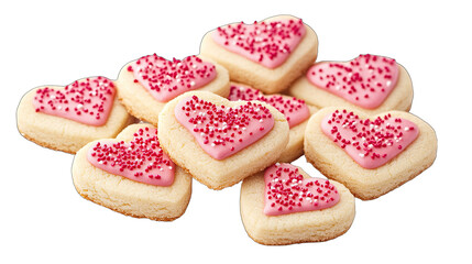 heart shaped cookies on white background