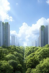Fototapeta premium Designing Energy-Saving Urban Landscapes with Smart Technology for a Greener Tomorrow
