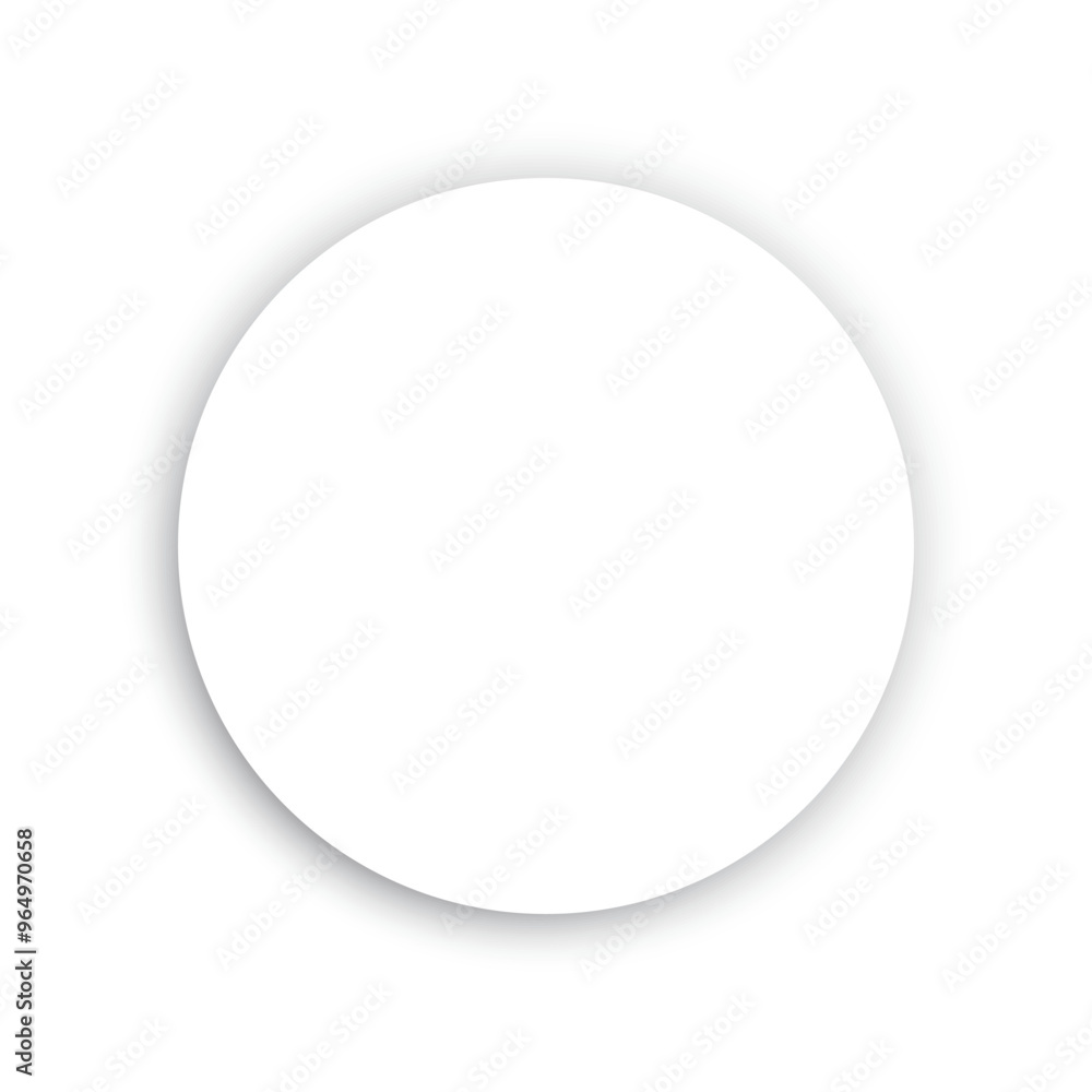 Poster white circular shape. soft shadow effect. minimalistic round element. clean white background.