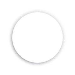 White circular shape. Soft shadow effect. Minimalistic round element. Clean white background.