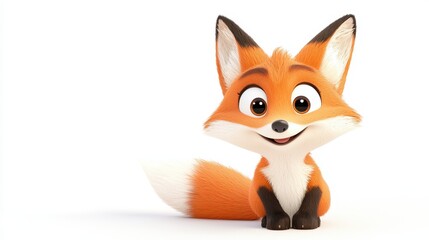 Obraz premium Cute Cartoon Fox Character Isolated on White Background