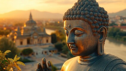 Fototapeta premium Buddha Statue at Sunset in Thailand