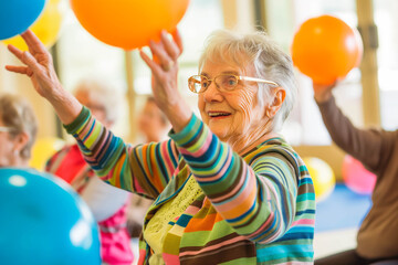 Cheerful seniors engaging in a lively social activity