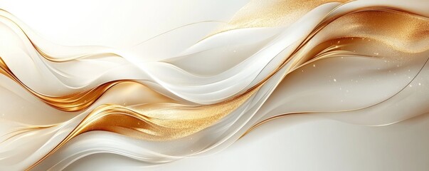 Obraz premium Abstract Gold and White Waves