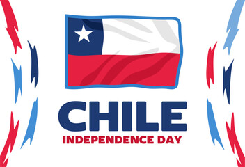 happy chile independence day with chile flag