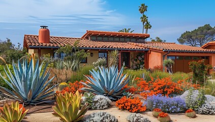 Naklejka premium Drought tolerant landscaping - Generative AI