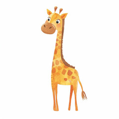 Obraz premium Adorable and Minimalistic Watercolor Painting of a Majestic Giraffe Standing Tall