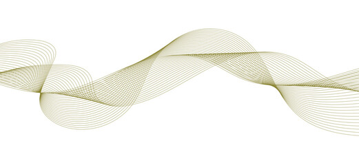 Wave lines smooth flowing dynamic gold color on isolated white background. Technology, digital, communication, science, music concept vector background illustration	