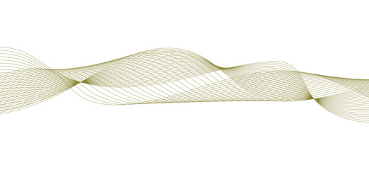 Wave lines smooth flowing dynamic gold color on isolated white background. Technology, digital, communication, science, music concept vector background illustration	