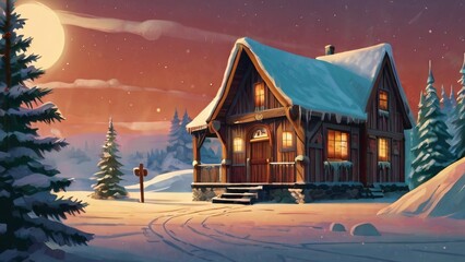 vintage, hand-drawn illustration of Santa's workshop, with intricate details and warm, nostalgic colors