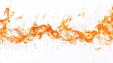 Abstract Fire Flames Isolated on White Background