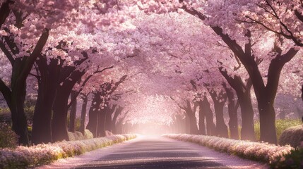 Moonlit Serenity: Japanese Cherry Blossom Canopy and Petals Dancing in the Night Breeze