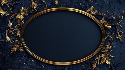 Elegant Gold Frame with Blue Floral Design